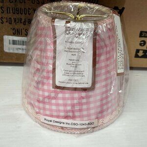 6 Pink & White Gingham Checked Mini Chandelier Lamp Shade 3" x 5" x 4.5" Clip-On